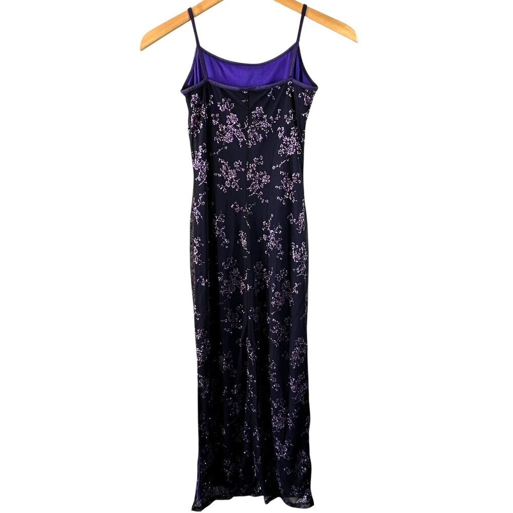 Vintage 90s Candy Rocket Purple Glitter Mesh Slip Dress Witchy Goth Y2K Small - Picture 5 of 7